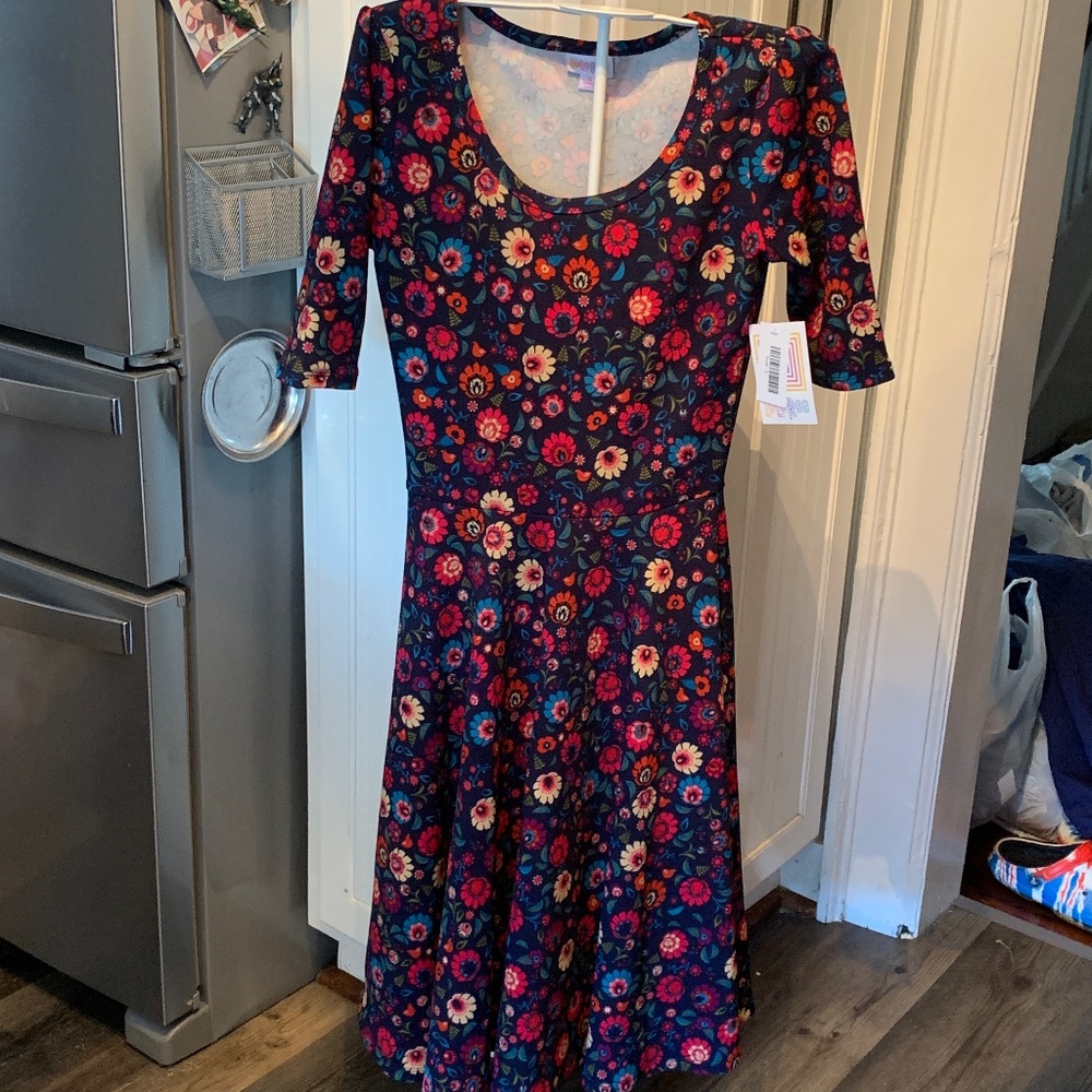 LulaRoe floral fit snd flare dress. NWT